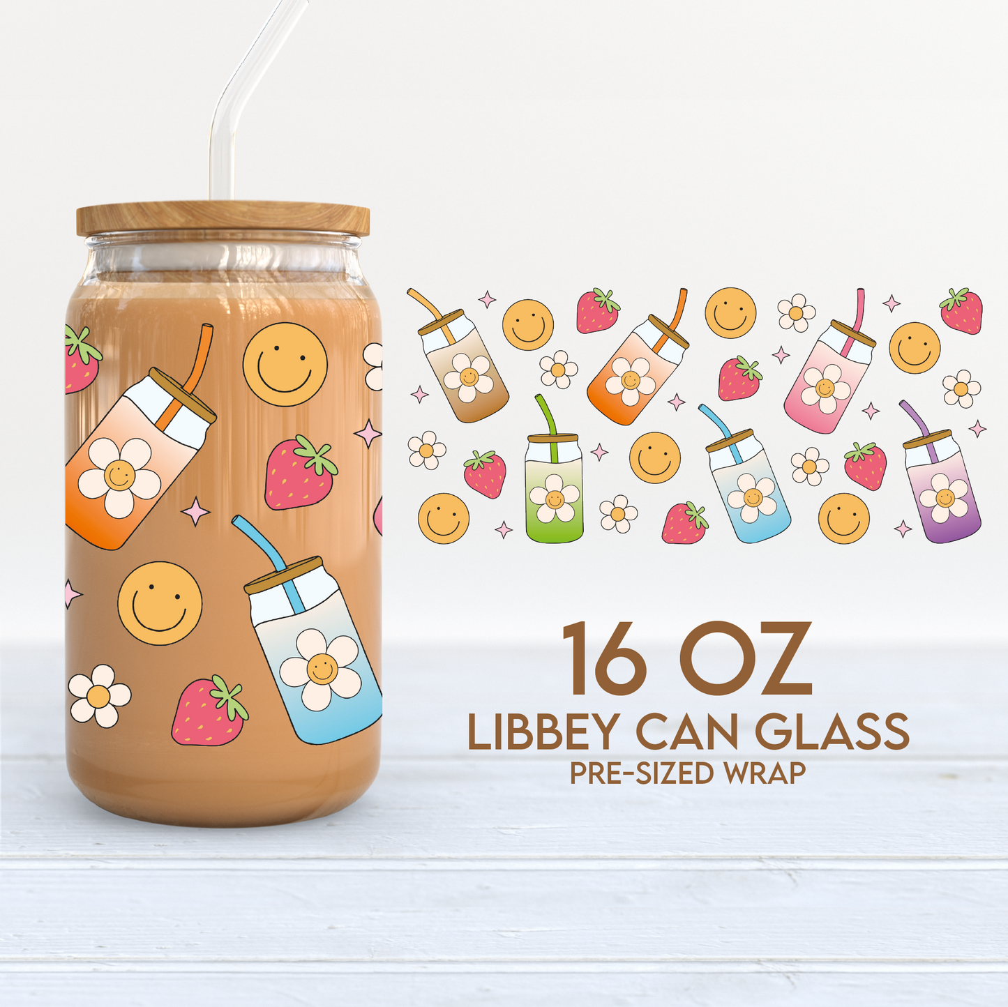 Coffee Lover Cup Wrap | 16oz Libbey Can Glass | Trendy Coffee PNG SVG