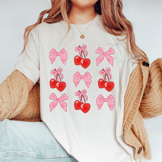 Coquette Bows & Cherry PNG SVG | Coquette Girl Sublimation | Retro Pink T shirt Design
