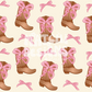 Western Coquette Seamless Pattern, Coquette Cowgirl Pattern for Fabric Sublimation