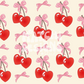 Coquette Bows & Cherry Seamless Pattern, Coquette Girl Pattern for Fabric Sublimation