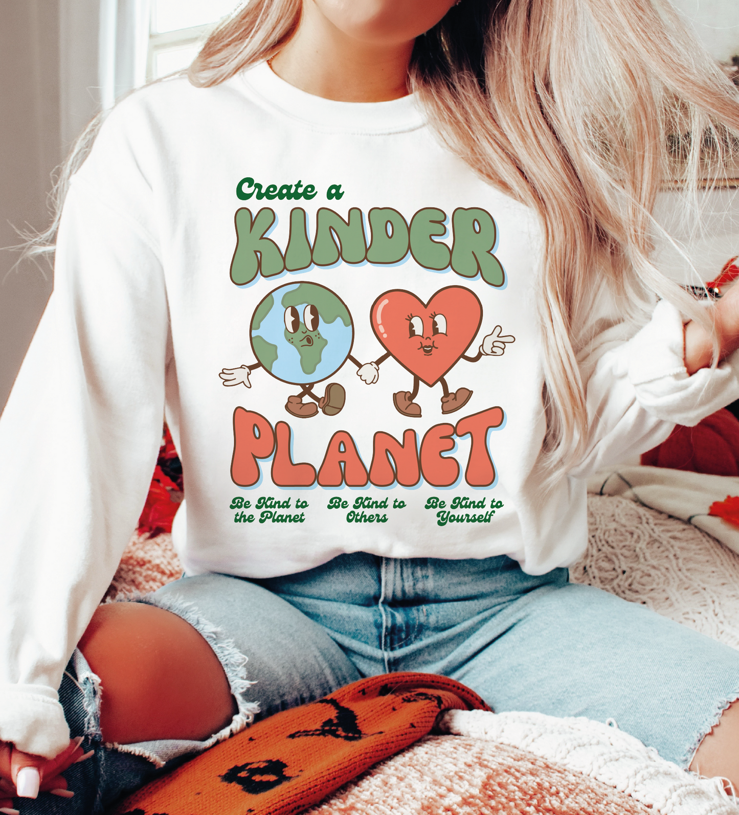 DTF Transfer Create a Kinder Planet | Inspirational | Kindness Retro