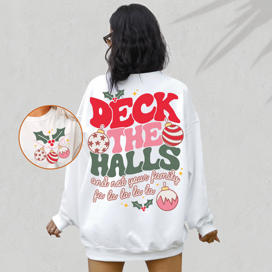 Deck The Halls PNG | Retro Christmas Sublimation | Funny Xmas T shirt Design + pocket