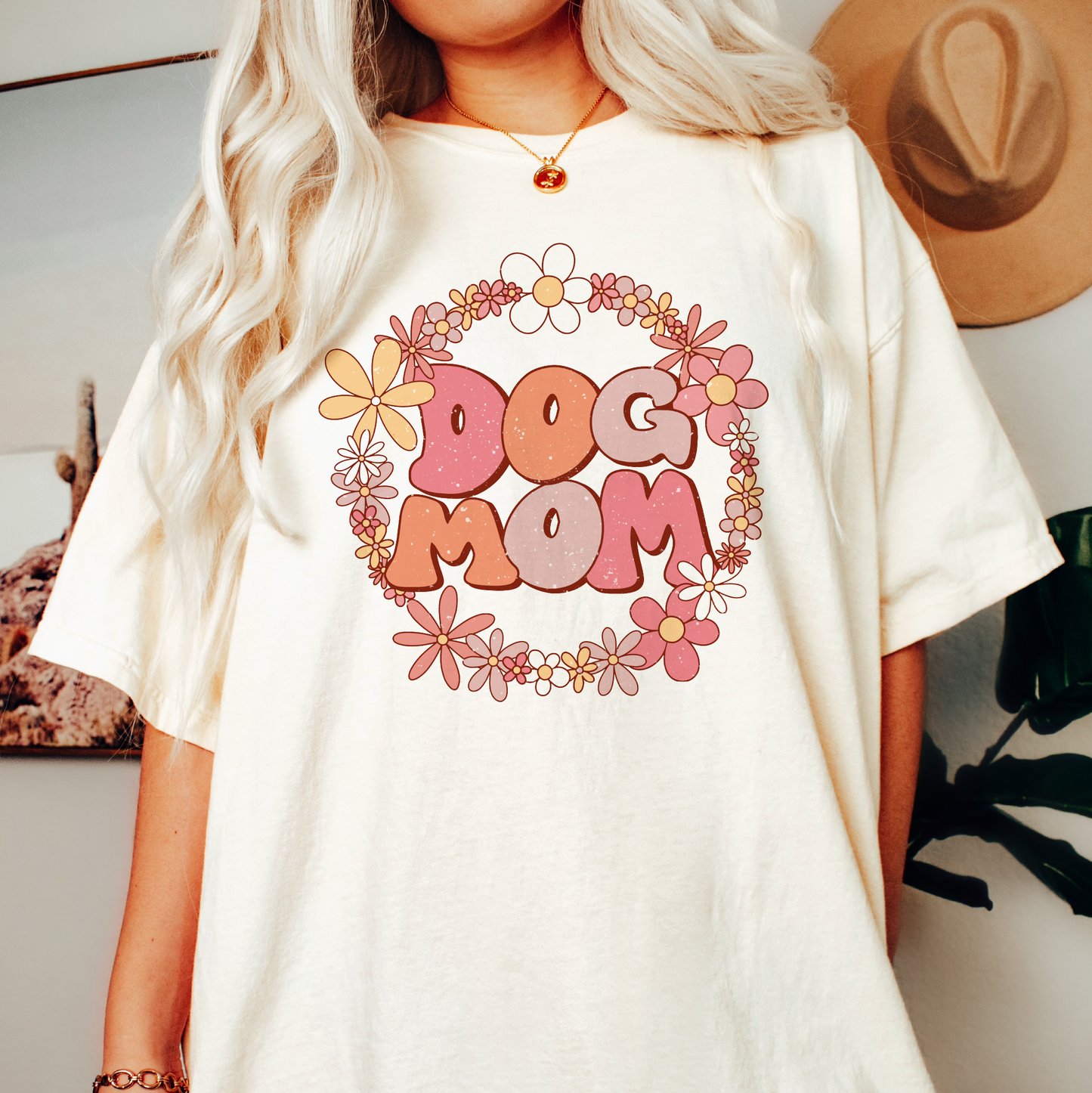 DTF Transfer Dog Mom | Floral Dog Mom | Retro Groovy