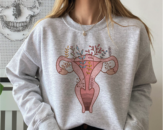 DTF Transfer Colored Uterus with Flowers | Floral Uterus | Feminist