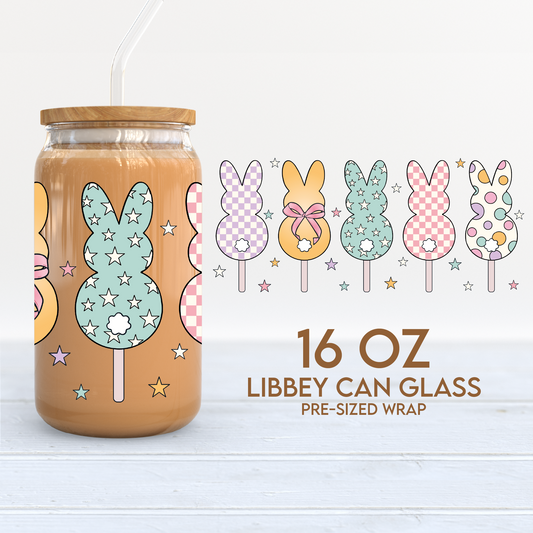 Easter Candy Bunnies Cup Wrap | 16oz Libbey Can Glass | Cute Easter PNG SVG