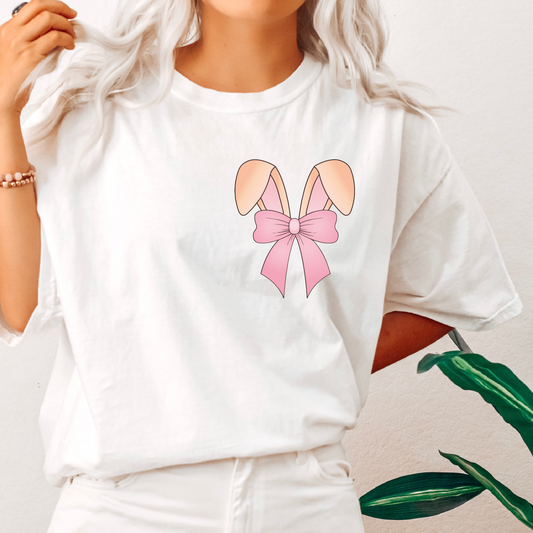 Easter Bunny Ears PNG SVG | Coquette Easter Sublimation | Ears & Bow T shirt Design
