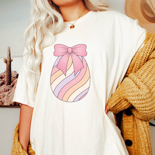 Easter Egg PNG SVG | Coquette Easter Sublimation | Egg & Bow T shirt Design