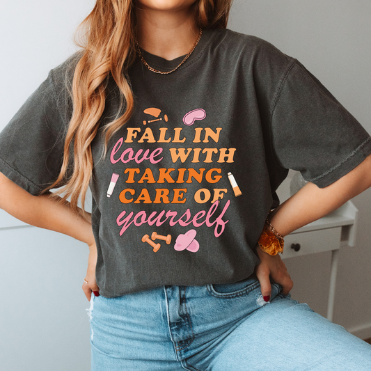 Fall In Love Taking Care of Yourself PNG SVG | Fall Self Love Sublimation | Tshirt Design