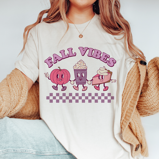 Fall Vibes Pink PNG SVG | Retro Fall Characters Sublimation | Autumn Pumpkin T shirt Design