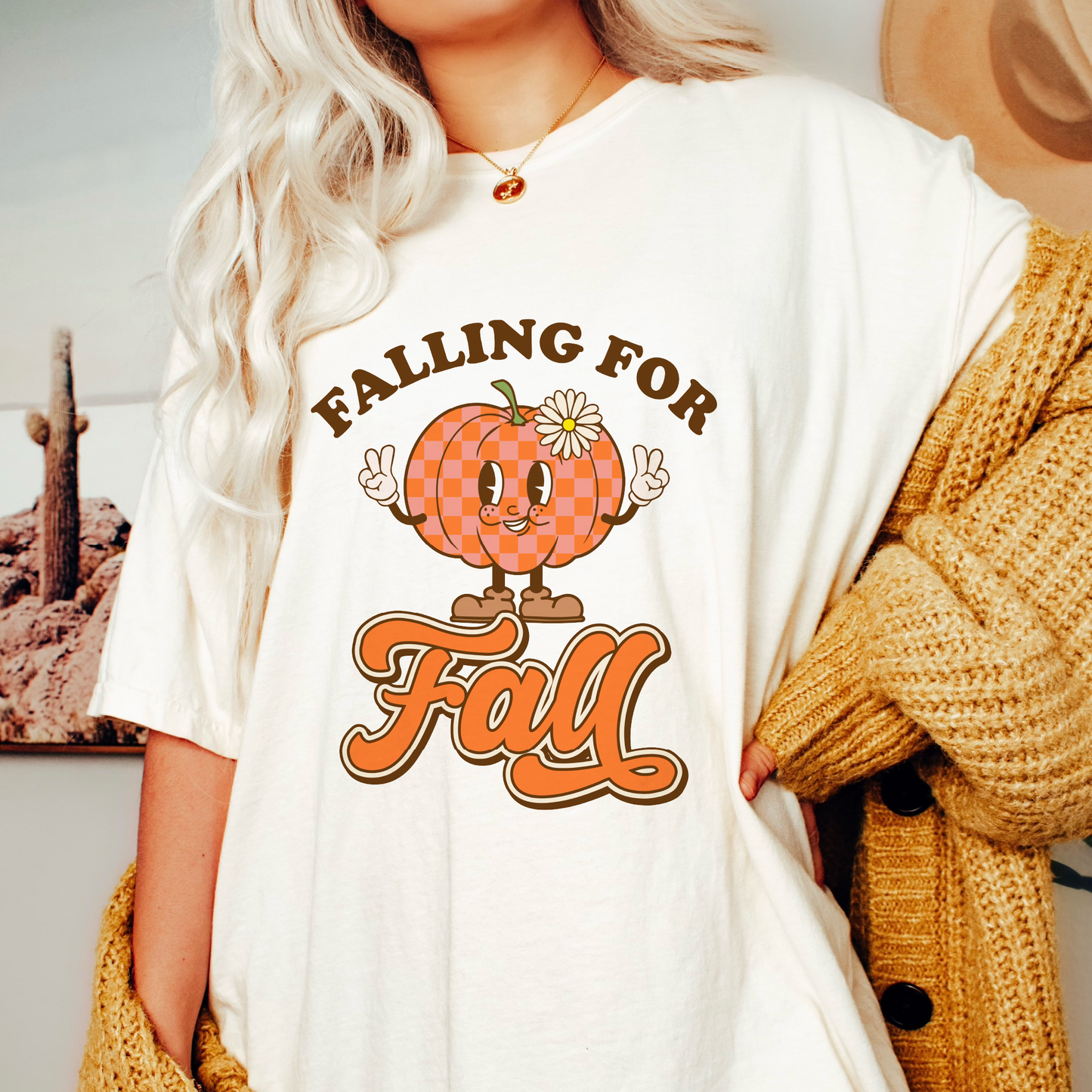 Falling for Fall PNG SVG | Retro Cute Pumpkin Sublimation | Fall T shirt Design