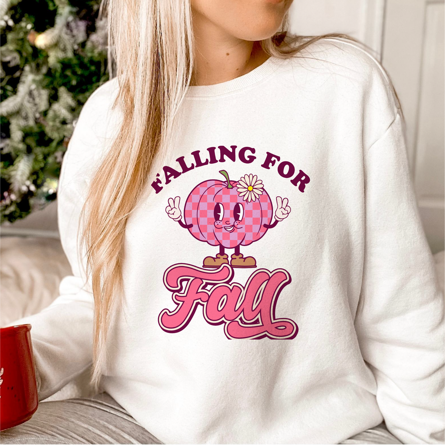 DTF Transfer Falling for Fall Pink | Retro Cute Pumpkin | Fall
