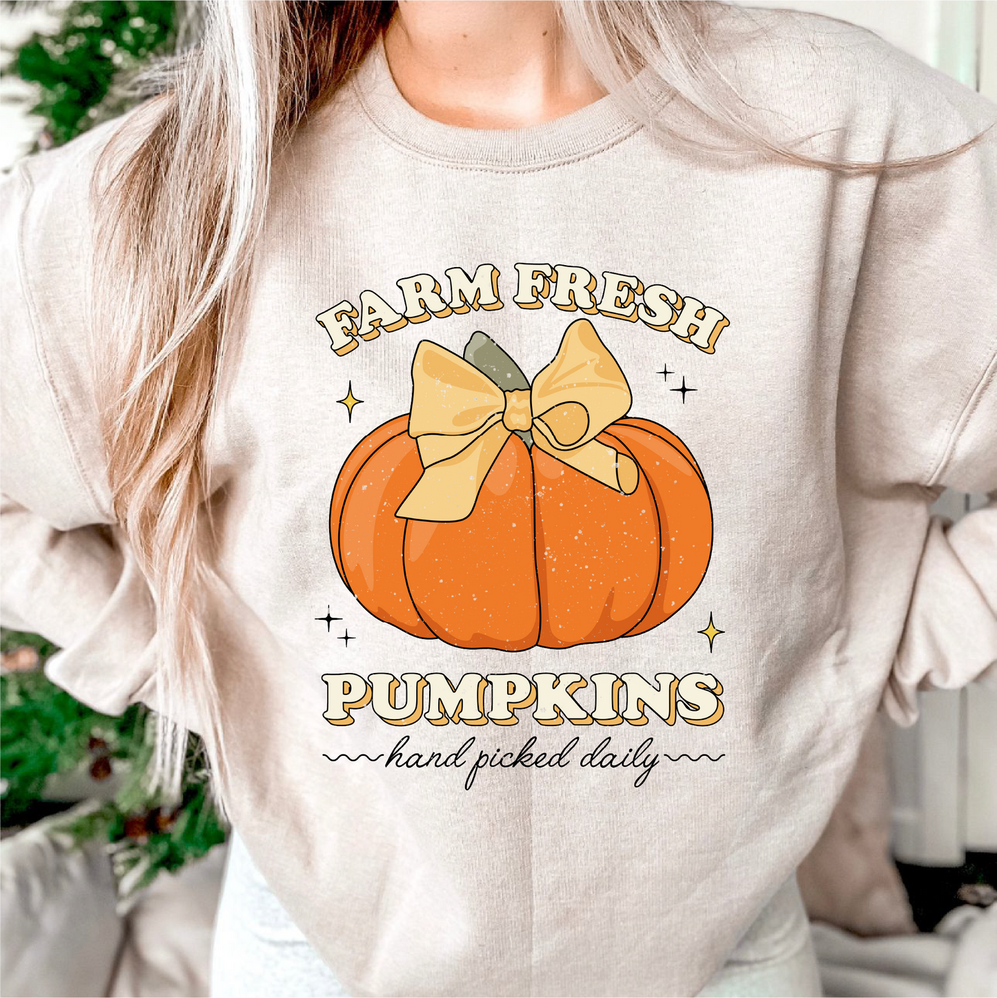 Farm Fresh Pumkins PNG SVG | Fall Autumn Girl Sublimation | Girl Bows Tshirt Design