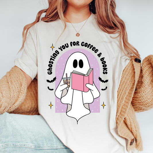 Ghosting You for Coffee & Books PNG SVG | Bookish Sublimation | Spooky Tshirt Design