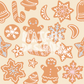 Gingerbread Cookies Seamless Pattern, Christmas Pattern for Fabric Sublimation