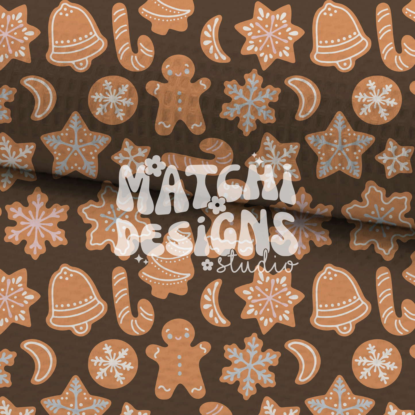 Gingerbread Cookies Seamless Pattern, Christmas Pattern for Fabric Sublimation