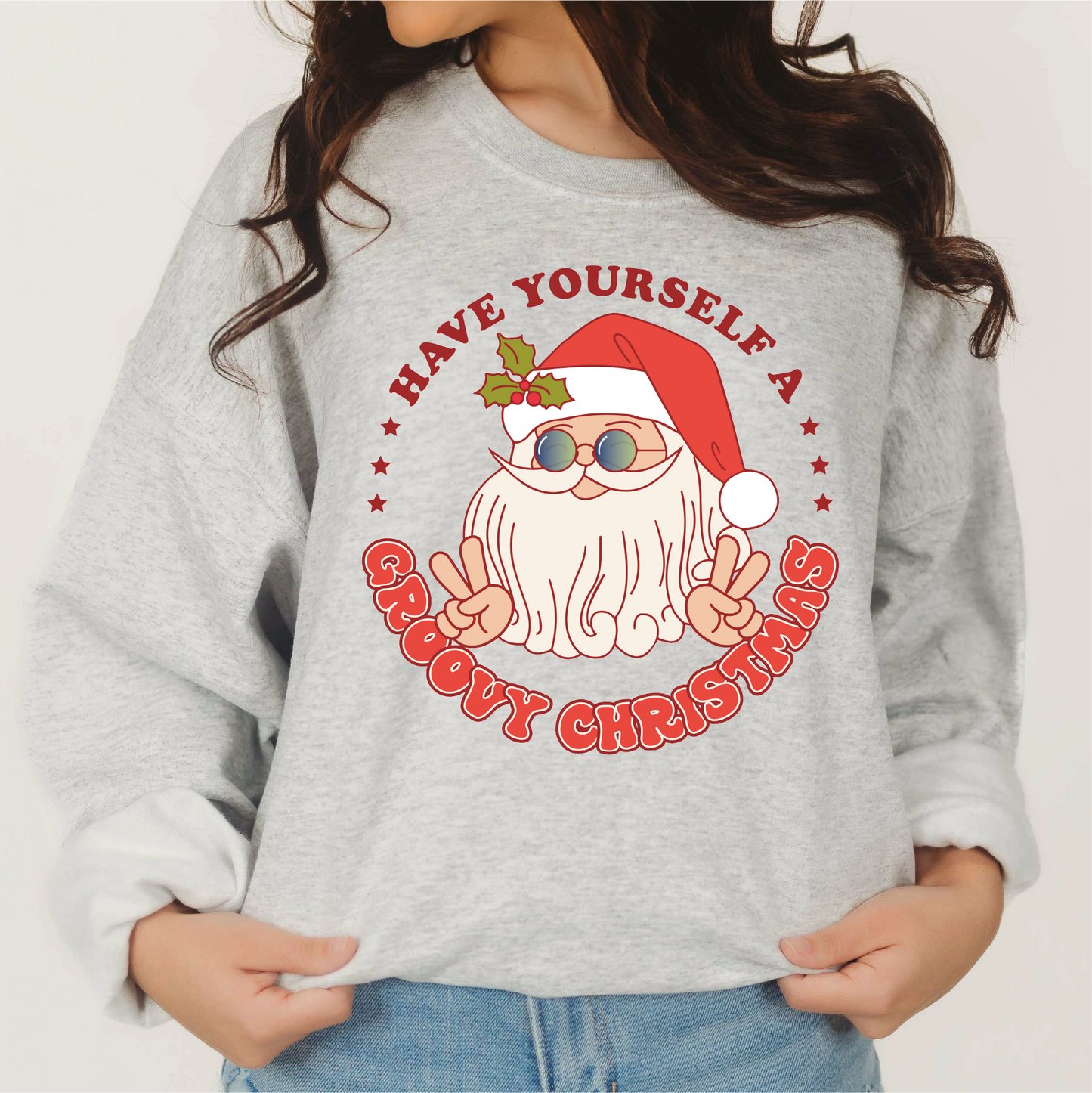 Have Yourself a Groovy Christmas PNG SVG | Groovy Santa Sublimation | Xmas T shirt Design