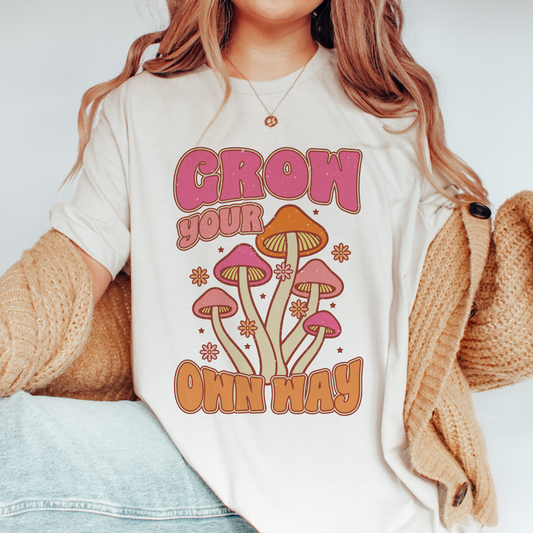 DTF Transfer Grow Your Own Way | Retro Mushrooms |