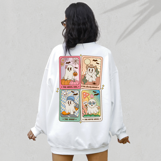 Retro Halloween Ghost Tarot Card PNG | Trendy Halloween Sublimation | T shirt Design