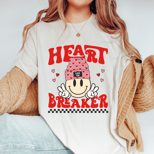 Heart Breaker Beanie Smile SVG PNG | Valentines Day Sublimation | Retro T shirt Design
