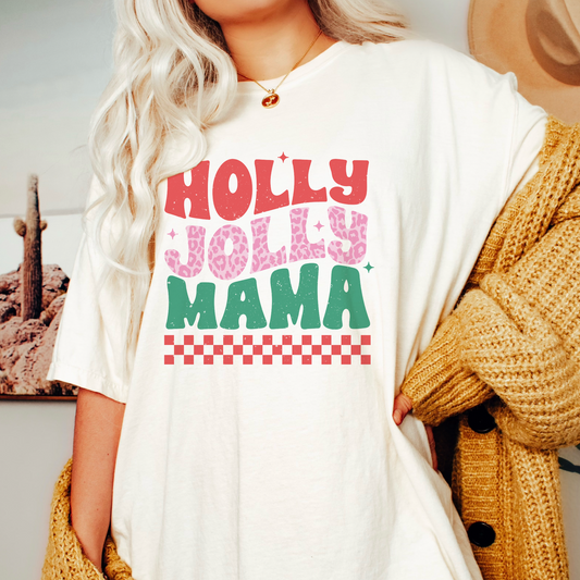 DTF Transfer Holly Jolly Mama | Retro Christmas | Mama and Mini