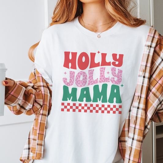 Holly Jolly Mama PNG SVG | Retro Christmas Sublimation | Mama and Mini T shirt Design