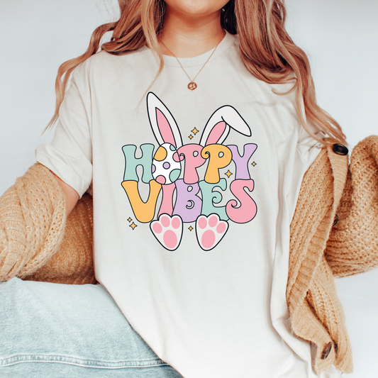 Hoppy Vibes Bunny Ears PNG SVG | Retro Easter Sublimation | Cute Easter T shirt Design