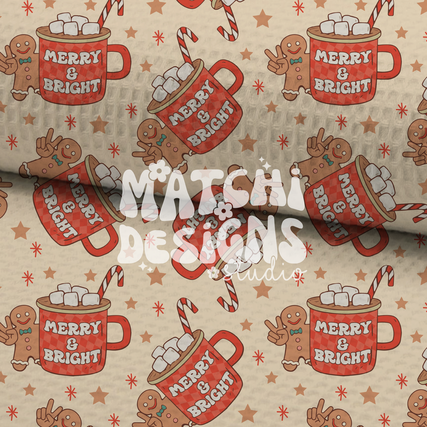 Christmas Hot Cocoa Seamless Pattern, Christmas Red Pattern for Fabric Sublimation