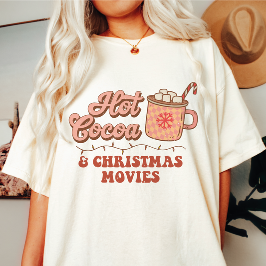 DTF Transfer Hot Cocoa & Christmas Movies | Christmas | Groovy Christmas