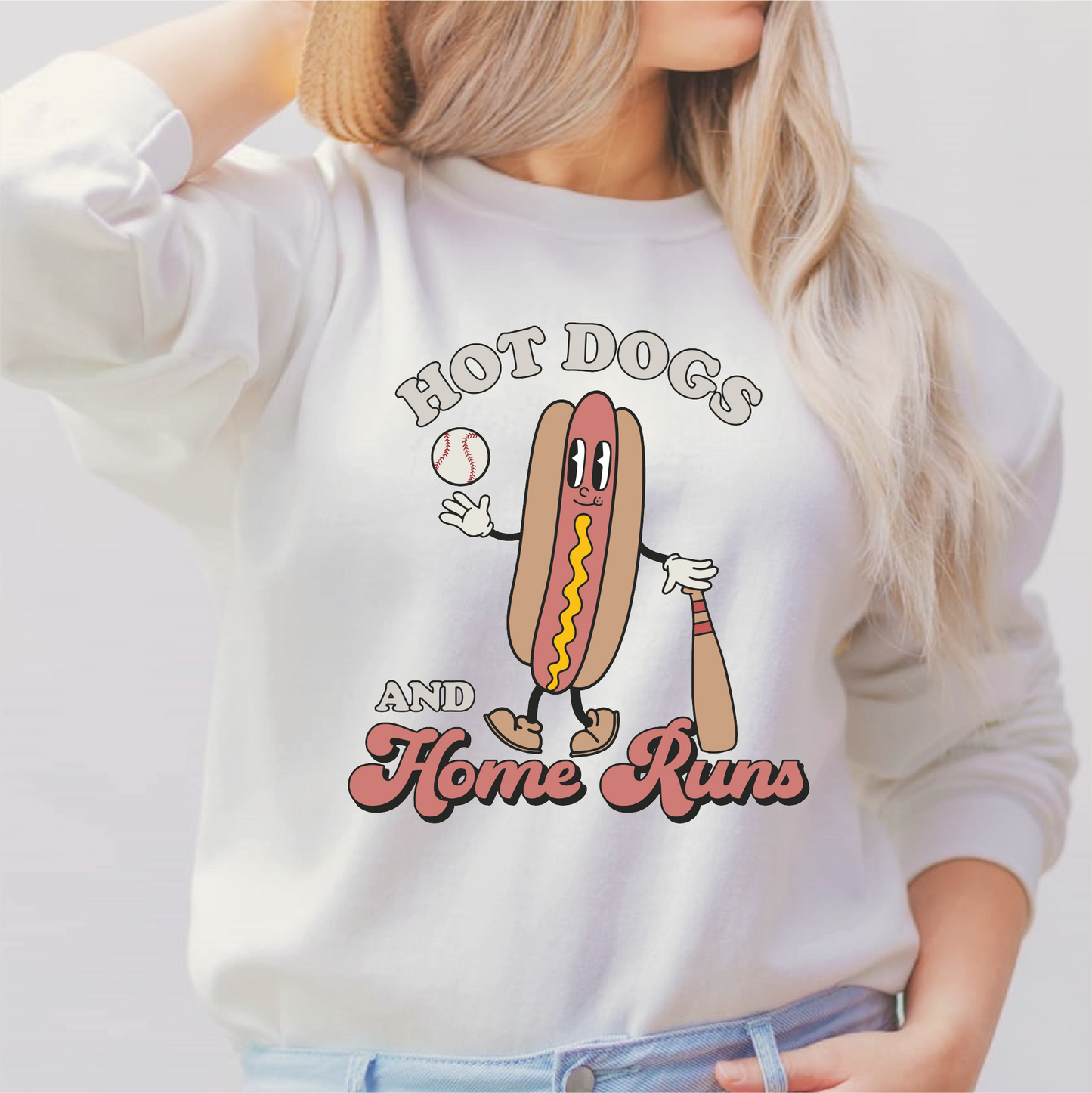 DTF Transfer Hot Dogs and Home Runs | Retro Baseball | Groovy