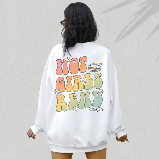 Hot Girls Read PNG SVG | Bookish Girl Sublimation | Retro T shirt Design