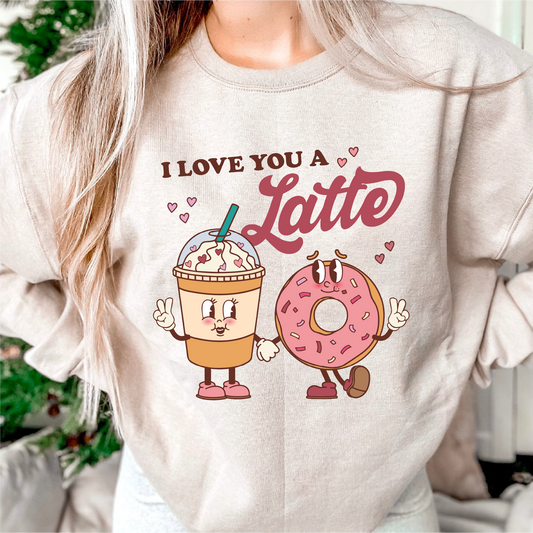 I Love You A Latte SVG PNG | Valentines Day Sublimation | Retro Characters T shirt Design