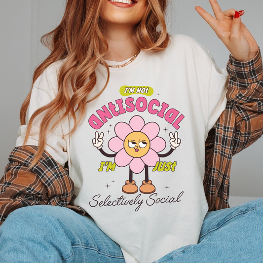 I'm not Antisocial Selectively Social PNG SVG | Trendy Sublimation | Introvert Tshirt Design