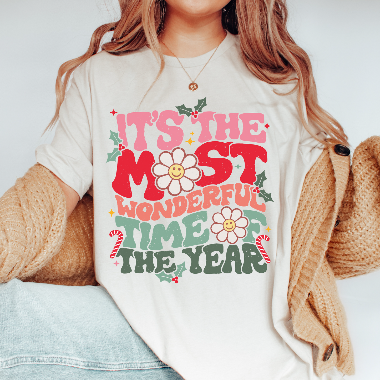 It's The Most Wonderful Time PNG | Retro Christmas Sublimation | T shirt Design + pocket