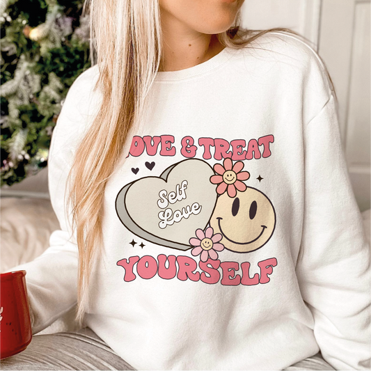 DTF Transfer Love & Treat Yourself | Valentines Day | Self Love