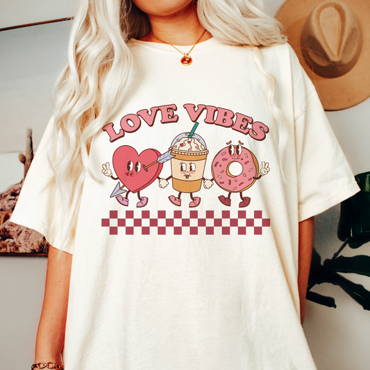 Love Vibes SVG PNG | Valentines Day Sublimation | Retro Characters T shirt Design
