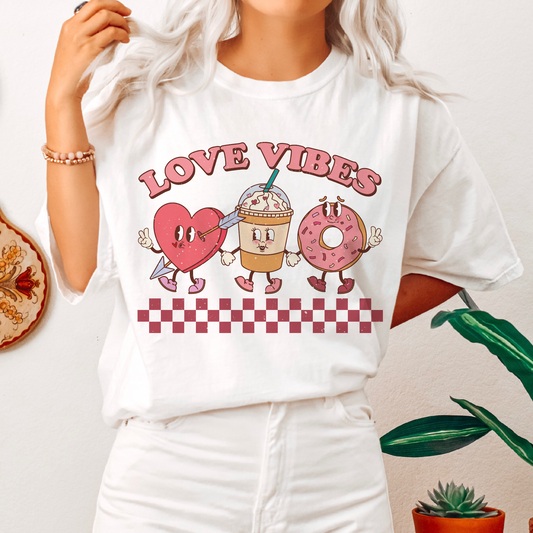 Love Vibes SVG PNG | Valentines Day Sublimation | Retro Characters T shirt Design