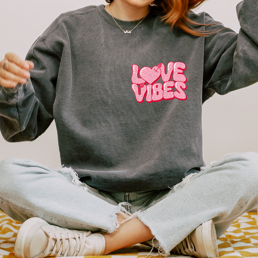 Love Vibes SVG PNG | Valentines Day Sublimation | Retro Pink Valentines T shirt Design