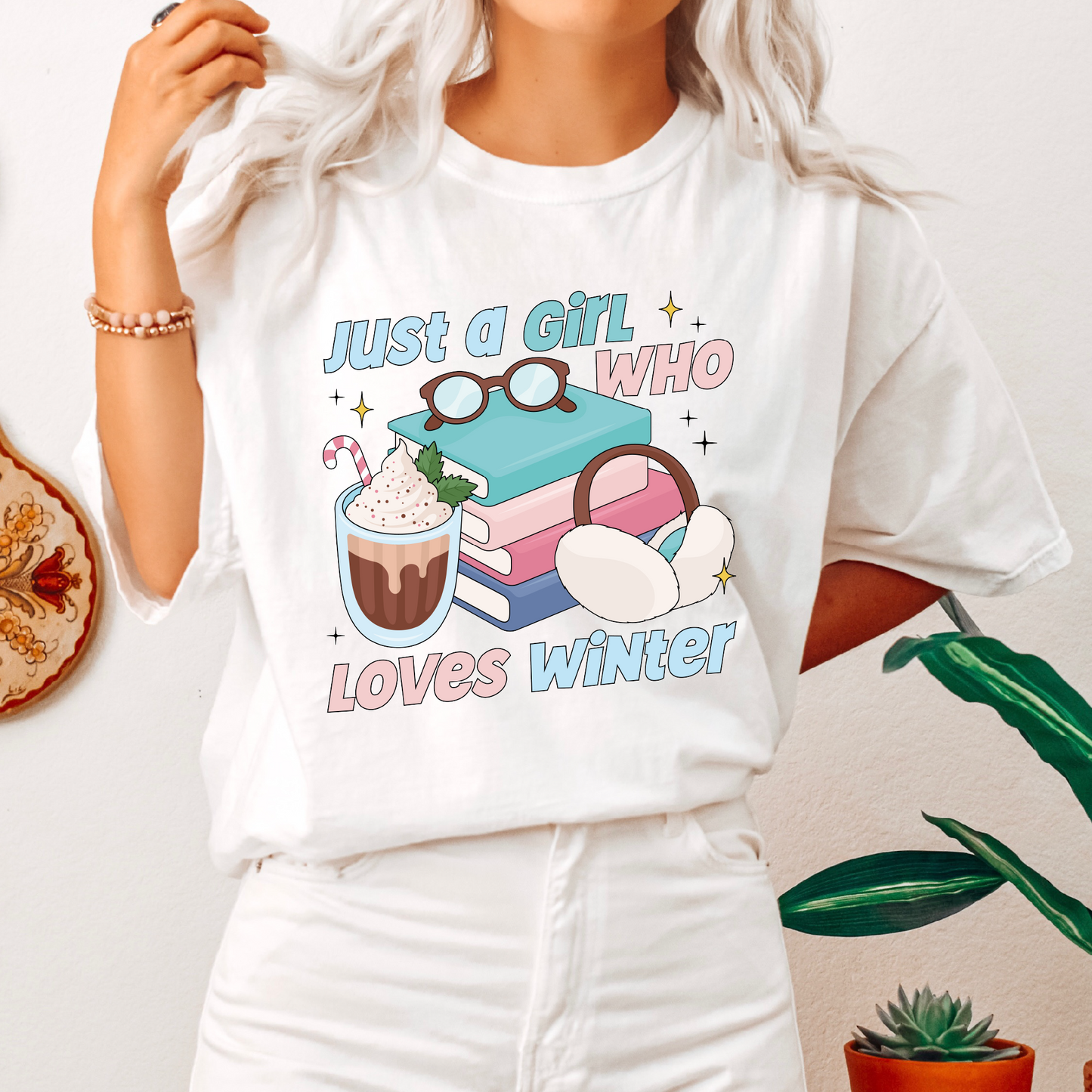 Just a Girl Who Loves Winter PNG SVG | Winter Girl Sublimation | Bookish Tshirt Design