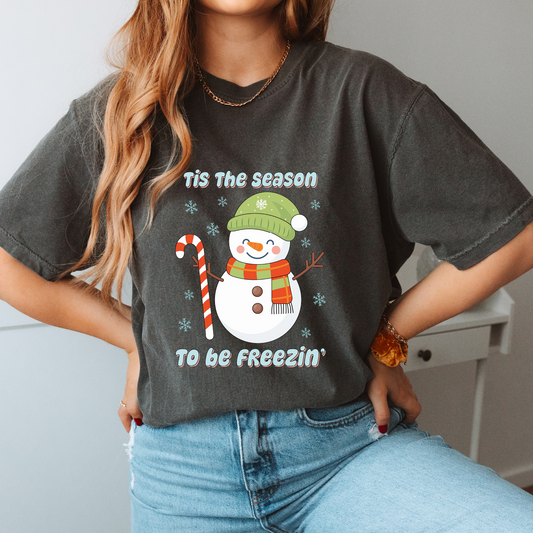 Tis the Season To Freezin PNG SVG | Winter Sublimation | Cute Snowman Tshirt Design