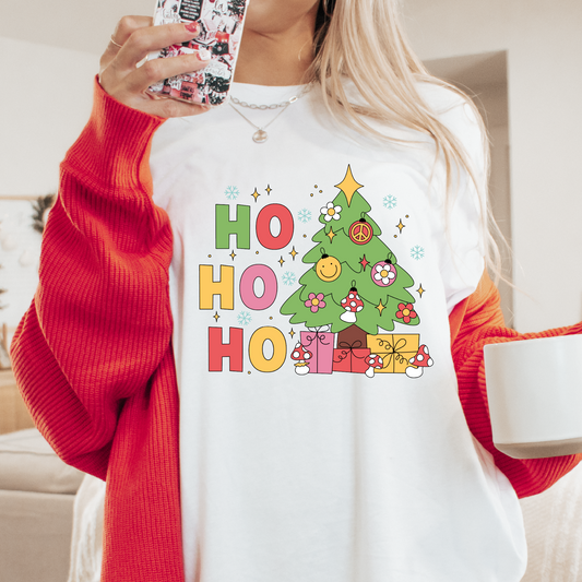 Groovy Christmas Tree PNG SVG | Ho Ho Ho Sublimation | Christmas Tshirt Design