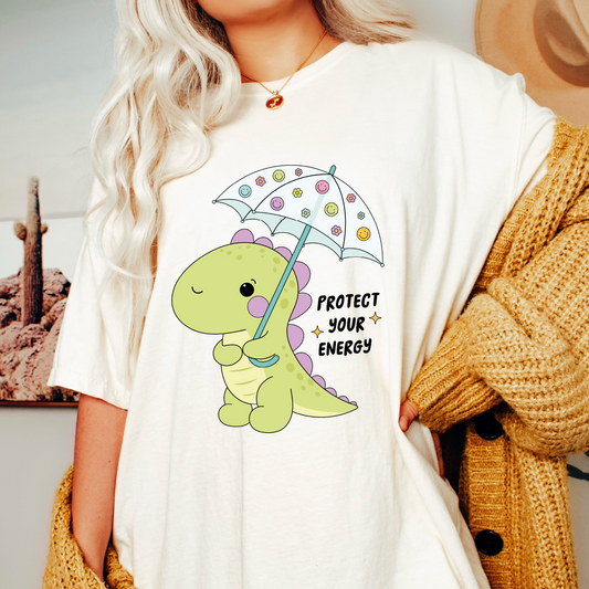 Protect Your Energy PNG SVG | Positivity Sublimation | Cute Dinosaur Tshirt Design