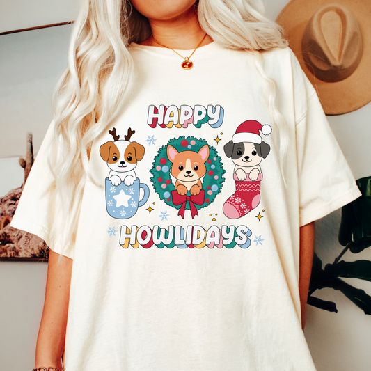 Happy Howlidays PNG SVG | Cute Christmas Dogs Sublimation | Xmas Tshirt Design