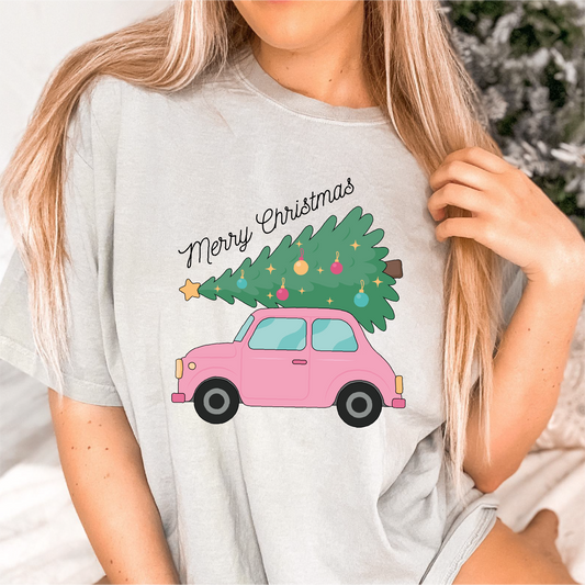 Merry Christmas PNG SVG | Retro Car & Christmas Tree Sublimation | Tshirt Design