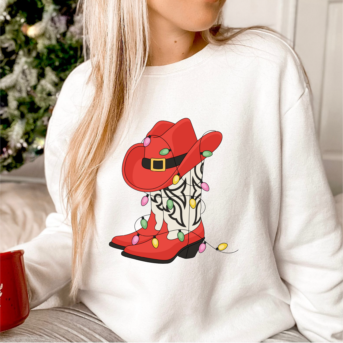 Christmas Cowboy Boots & Hat PNG SVG | Western Xmas Sublimation | Tshirt Design