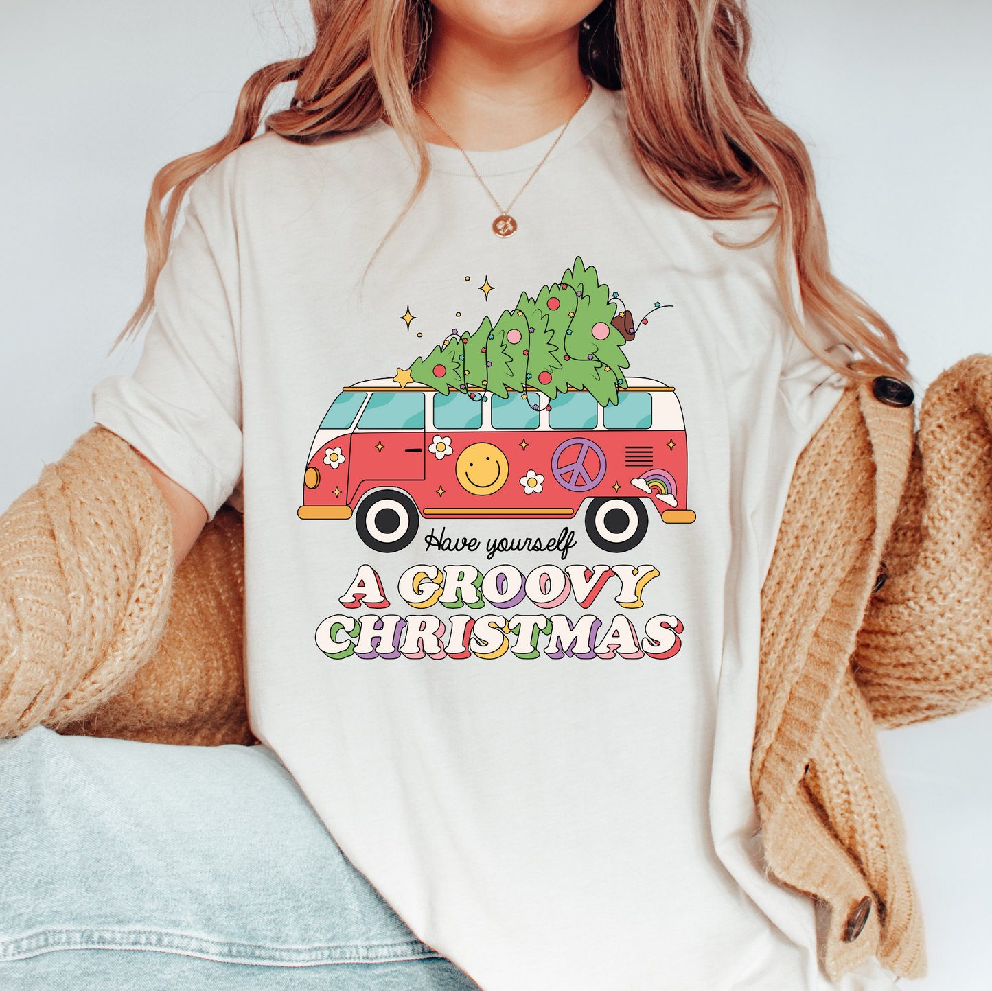 Have Yourself Groovy Christmas PNG SVG | Hippie Van Sublimation | Xmas Tshirt Design