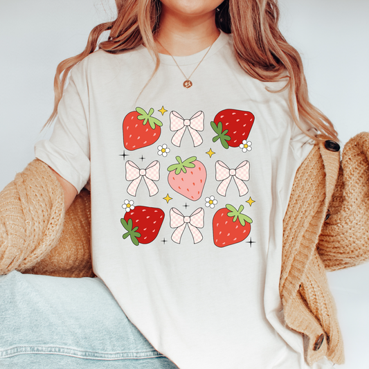 DTF Transfer Strawberries & Bows | Aesthetic Summer | Trendy