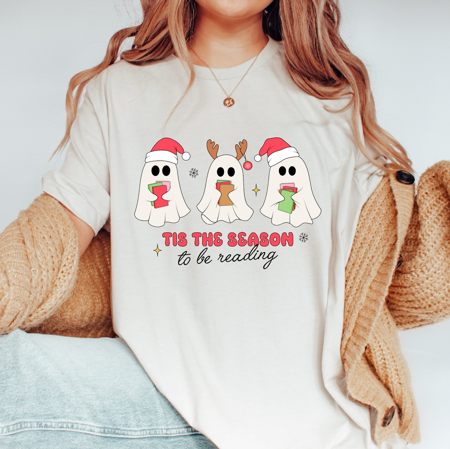 Bookish Xmas Ghosts PNG SVG | Tis the Season Sublimation | Christmas Tshirt Design