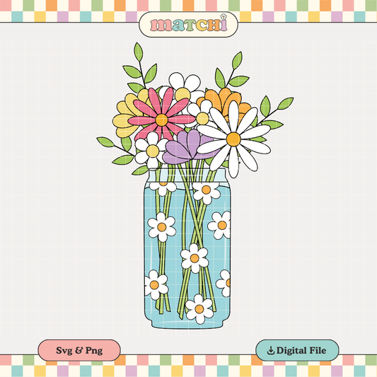 Cute Flower Vase PNG | Libbey Glass Can Sublimation | Trendy Tshirt Design