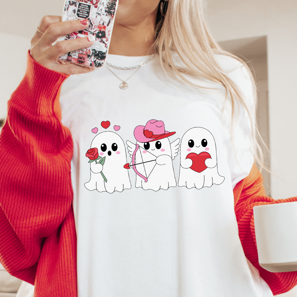 Valentines Howdy Ghosts PNG SVG | Howdy Valentines Sublimation | Tshirt Design