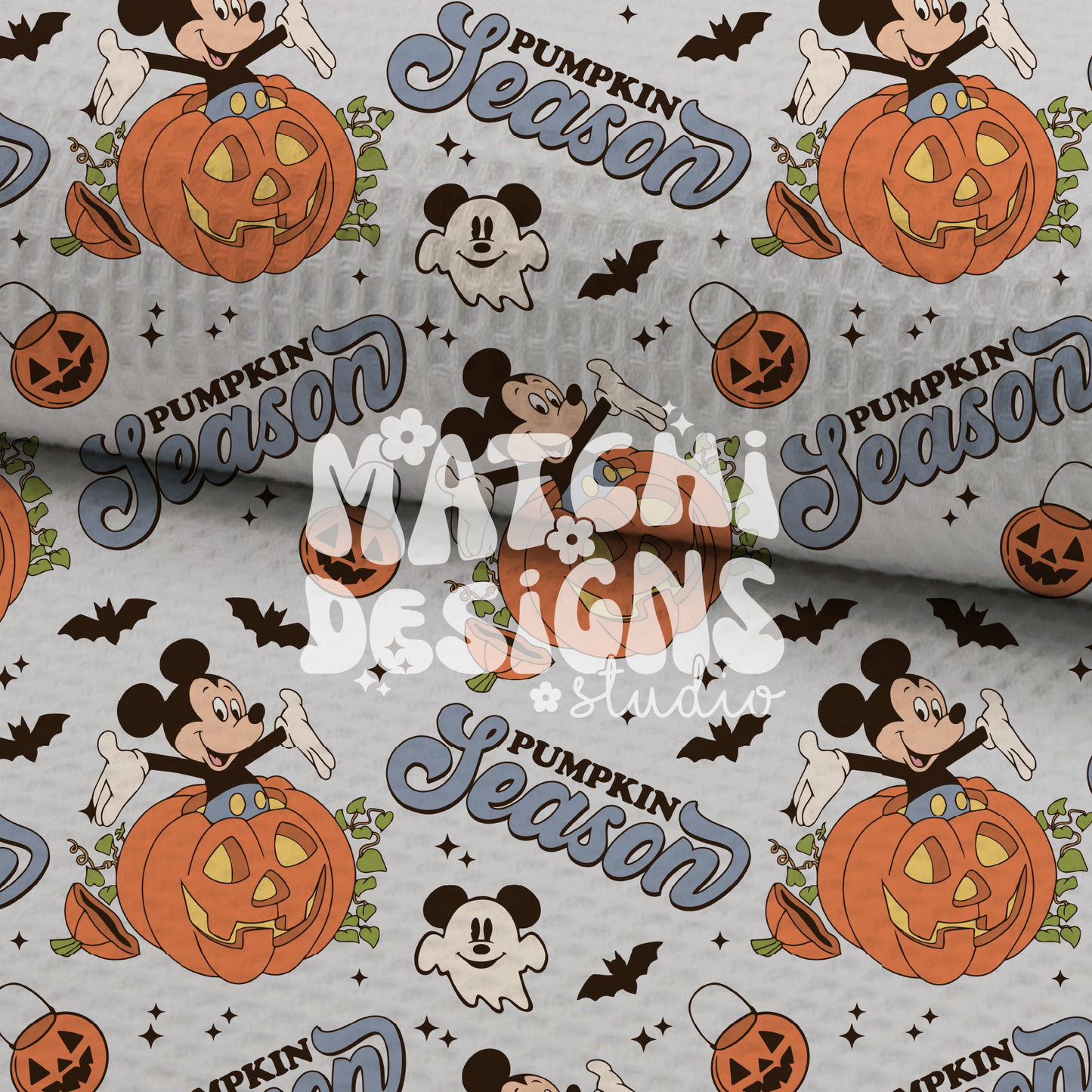 Halloween Magical Mouse Seamless Pattern, Pumpkin Pattern for Fabric Sublimation